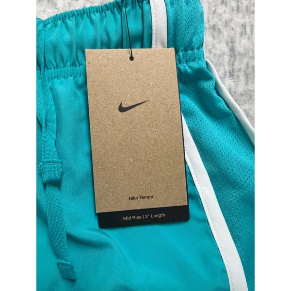 Nike Tempo Womens Running Shorts Teal‎ Blue White Mid Rise 3 Inch Size XS NWT - Image 3