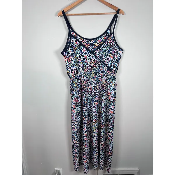 Athleta easy breezy sunbeam midi Dress Women L Multicolor Abstract casual Travel - Image 6