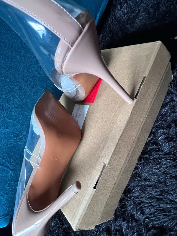 Clear Nude Pointed Toe Stiletto Heels Transparent Pumps US 8.5 EU 39 New - Image 5