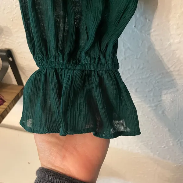 NWT Free People Teal Textured Peasant Daia Top Small - Image 7