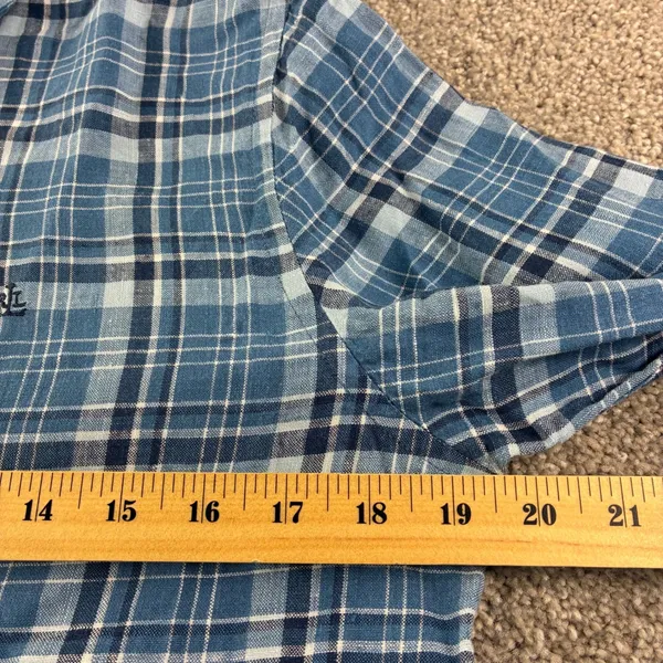Lauren Ralph‎ Lauren Linen Plaid Shirt Womens S Blue Long Sleeve Button Preppy - Image 5