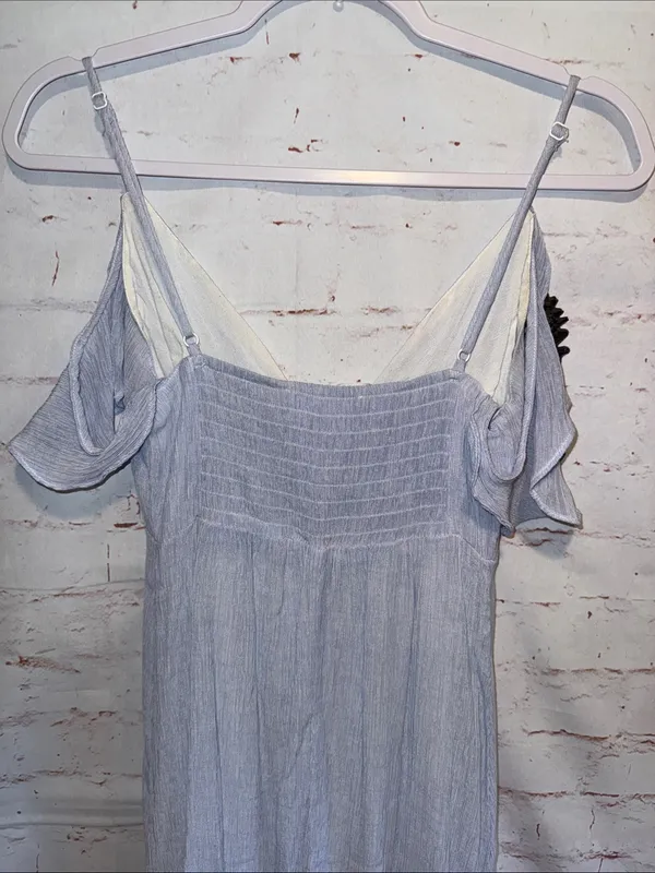 Astr the Lable Light Blue High-Low Maxi Dress with Ruffle Straps button down S - Image 5