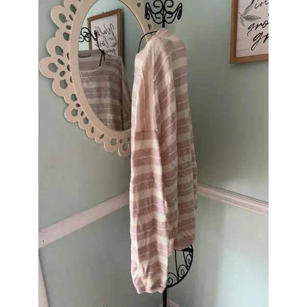 All Saints Large ‎ Pink Striped Oversized Wool Blend Alpaca Sweater Cozy - Image 2