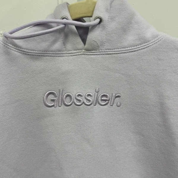 Glossier Limited Edition Embroidered Lavender Hoodie XS Oversized Women's - Image 5
