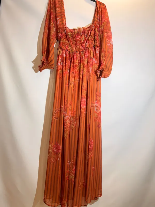 Free People Angel Eyes Brown Floral Off Shoulder High Slit Maxi Dress XS - Image 2