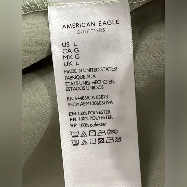 American Eagle Outfitters Satin Cowl Neck Midi Dress Sage Green Large Spring - Image 7