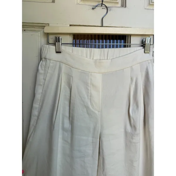 J.Jill Love Linen Cream Wide Leg Pleated Trousers High Rise Side‎ Zip Size XS - Image 2