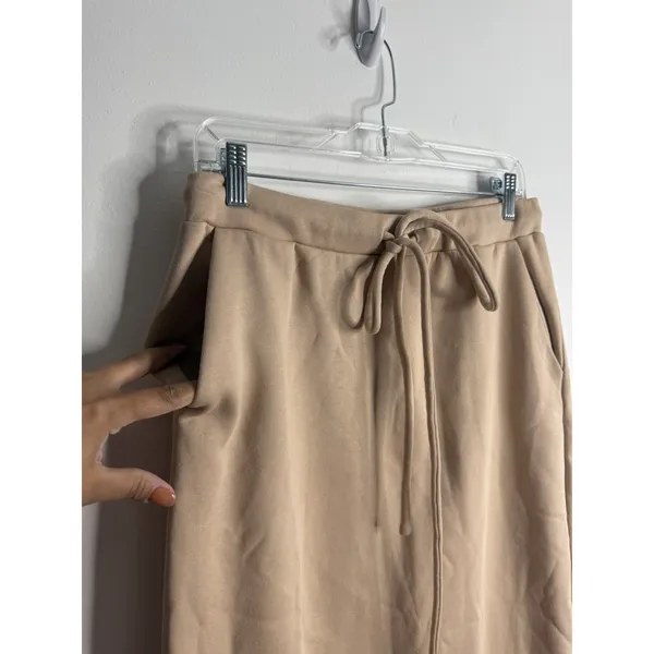 The Drop Taupe Knit Maxi Sweater Skirt Drawstring Waist Pockets Casual Large - Image 8