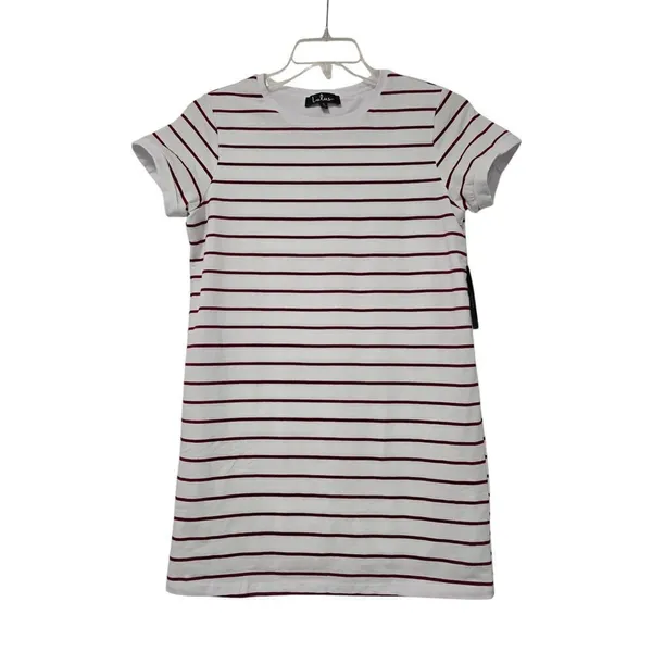 Lulus Knit T Shirt Dress White Red Lined Striped Fisherman Size Small Natical - Image 9