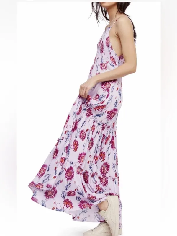 Free People Intimately Garden Party Lavender Boho Floral Maxi Dress Size small - Image 2