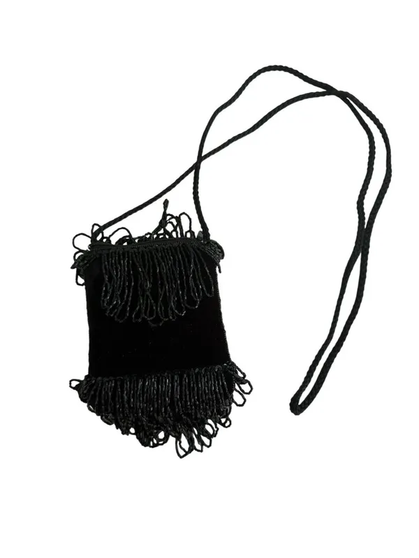 VINTAGE Black Beaded Cocktail Beaded Evening Bag - Image 3