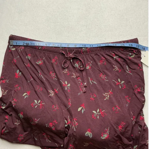 Abound Womens Pajama Pants Large Burgundy Floral‎ Rayon Spandex NWT - Image 4