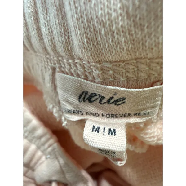 Aerie‎ Womens Peach High Waisted Fleece Jogger Sweatpants M Drawstring Pockets - Image 4