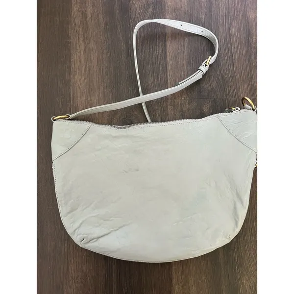 Marc Jacobs Expandable"Washed Up" Messenger Hobo Crossbody Bag Grey Leather - Image 4