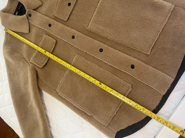 Zara Teddy Shacket Oversized Sherpa Fleece Jacket Neutral Minimalist Quiet Luxury Coat S - Image 8