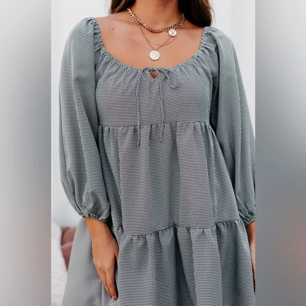 Carly Jean Los Angeles CJLA Isadora On Off Shoulder Tiered Front Tie Dress L - Image 2