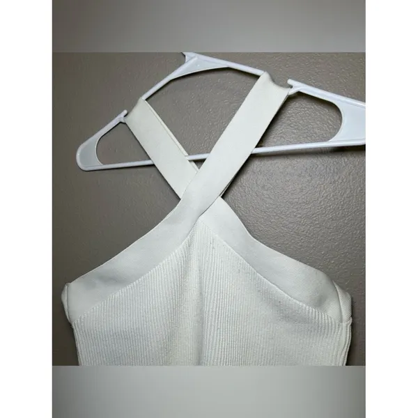 Quince White Cropped Halter Ribbed Knit Sleeveless Tank Top Women’s Size Large - Image 6