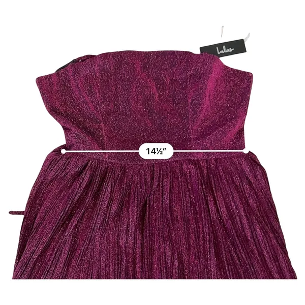 Lulu's Party Era Magenta Sparkly Lace-up Pleated Skater‎ Dress MEDIUM NWT Party - Image 8