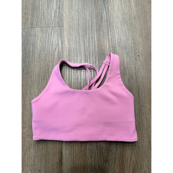 Nike‎ One Dri-FIT Pink Strappy Back Sports Bra Medium Scoop Neck Activewear - Image 4