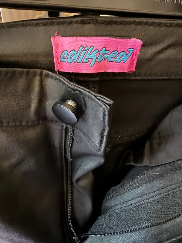 Edikted Faux Luna Leather Flare Jeans - Image 3