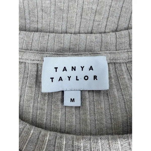 Tanya Taylor Kelsey Rib Knit Twist Front Long Sleeve Top‎ Beige M - Image 11