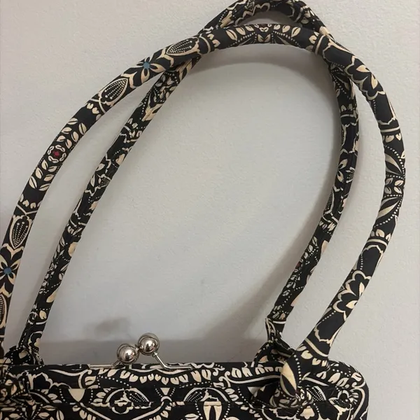 Vera Bradley Barcelona Lock Satchel Black and White Patterned Tote Bag - Image 6