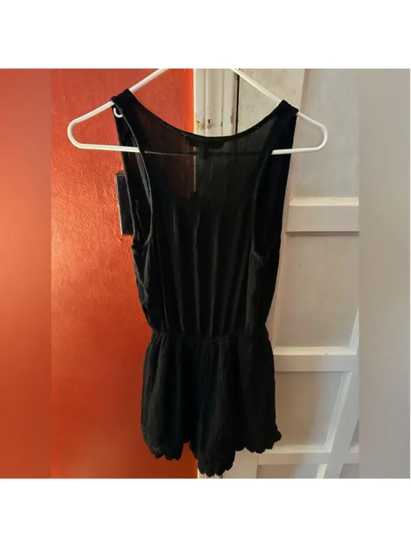 Abercrombie & Fitch Black Crochet Hem Sleeveless Romper - Image 8