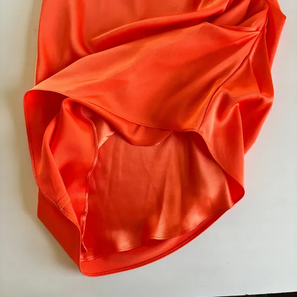 Gianni Bini Peyton Satin Mini Draped Sheath Dress Women's Size 2 Mandarin Orange - Image 9