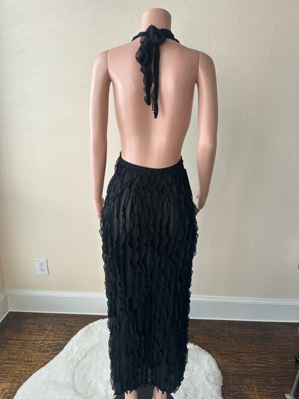 Brand New! Black Sexy Backless Ankle-Length Dress | Size M - Image 4