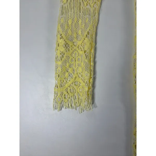 Reverse Australia Yellow Lace Long Sleeve Mini Dress V-Neck Open Back Sz Med NEW - Image 11