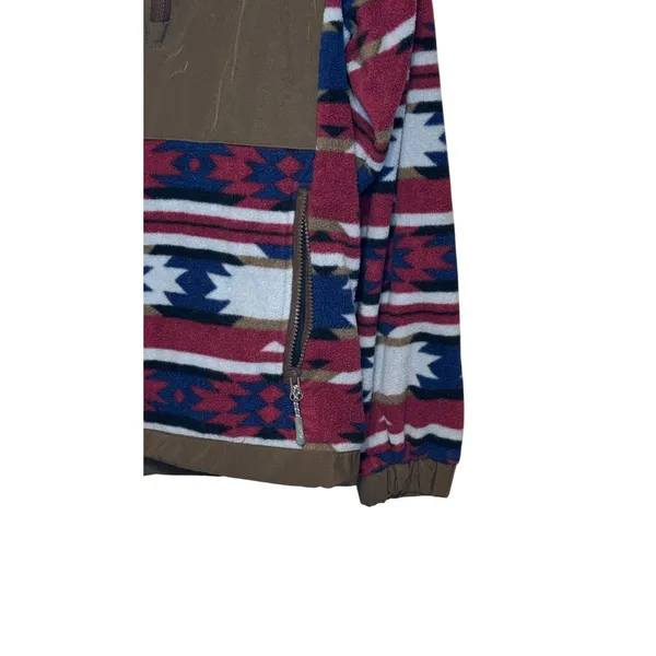 Hooey Women's Sweater Aztec Print Full Zip Ride-Tight Elastic Cuffs Brown‎ Large - Image 2
