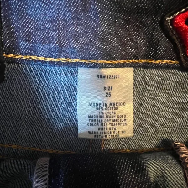 Chick by Nicky Hilton Denim Mini Skirt Dark Wash Skull‎ Embroidery Size 26 NWT - Image 2