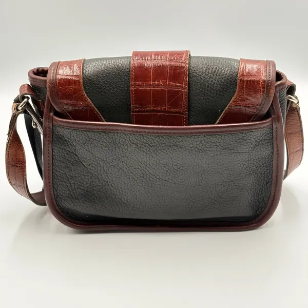 Brighton‎ Crossbody Bag Womens Green Brown Leather Croc Embossed Flap Boho - Image 4
