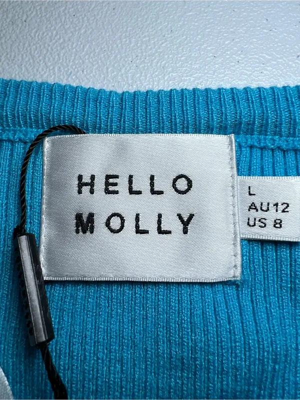 Hello Molly ICY WAVES‎ MIDI DRESS BLUE size large - Image 5