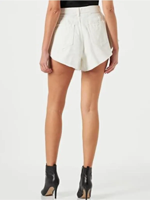 Pinko Off-White Calma Denim Butterfly Jean Shorts High-Waist Country Boho Sz 32 - Image 5