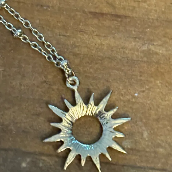 Mud Pie gold tone pave sun pendant necklace - Image 4