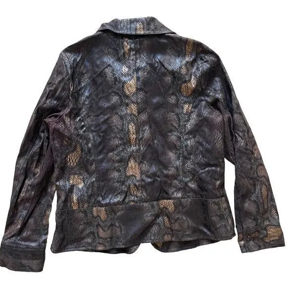 Bamboo Traders Jacket Metallic‎ Snake Print Zip Long Sleeve PS Petite S - Image 2