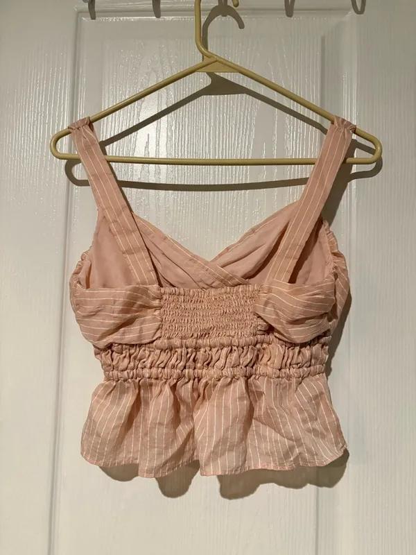 Maeve by Anthropologie Light Pink Smocked Peplum Tank Top xsmall - Image 2