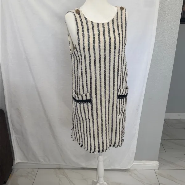 Zara Cream and Black Striped Mini Dress - Image 2