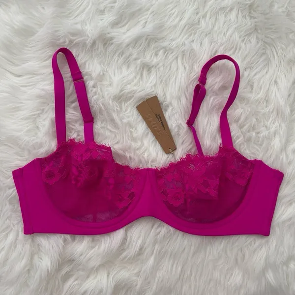 Skims Femme Lace Balconette Bra Fuchsia Size 40B - Image 2