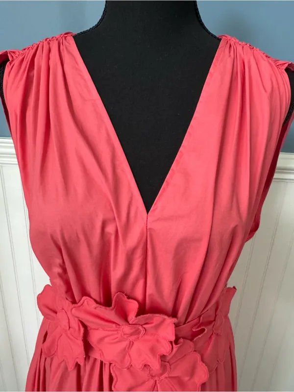 NWT Lucy Paris 💯% Cotton Ilona Coral Floral Midi Dress ~ Size Medium 🌺 - Image 7