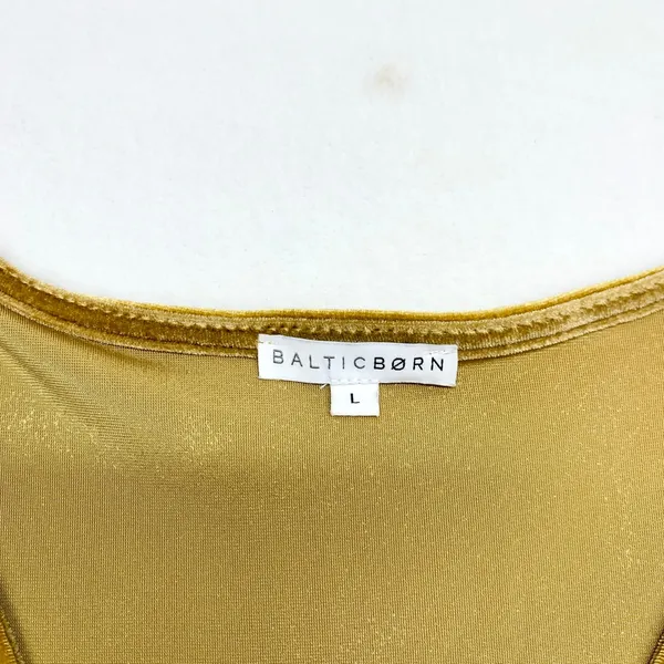 Baltic Born Velvet Wrap Maxi Dress Women Sz L Gold Flutter Sleeve Wedding Formal - Image 2