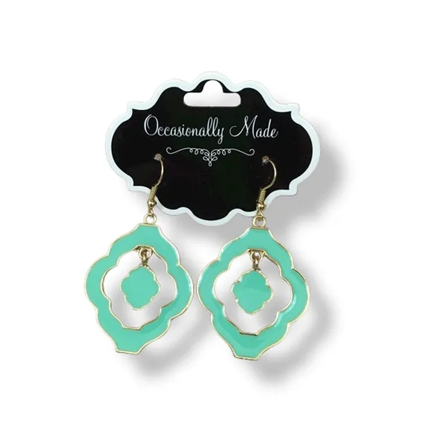 Occasionally Made Enamel‎ Dangle Earrings Green Goldtone Gold Tone - Image 2