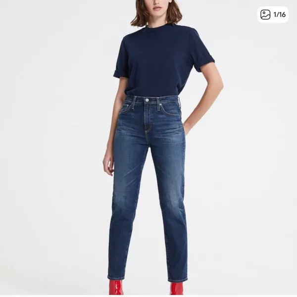 AG Phoebe Vintage High Rise straight leg dark wash ankle crop denim jeans Jean - Image 2