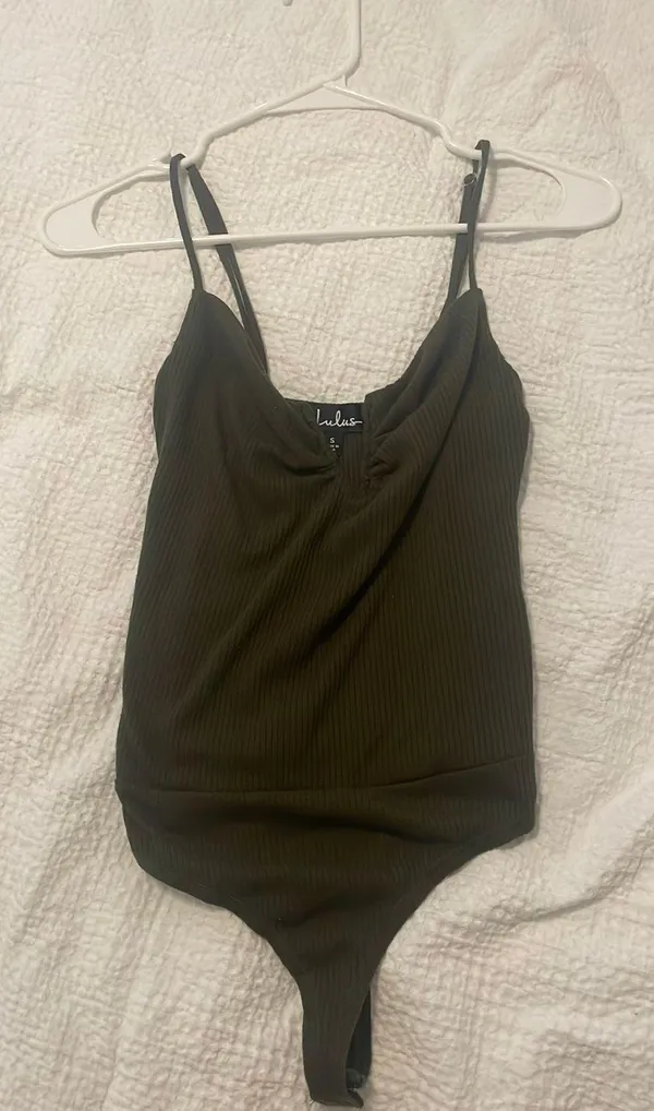 Lulus Ribbed Green  Bodysuit - Image 2