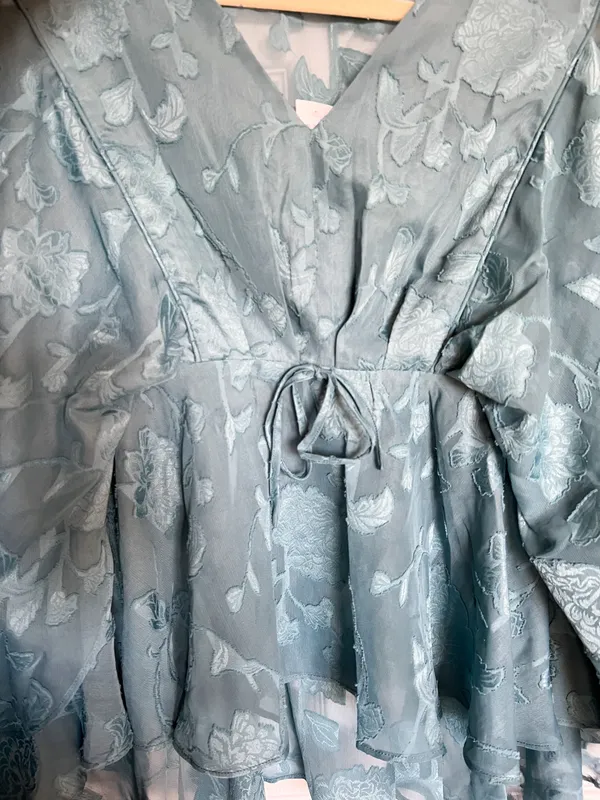 Maurice's NWT Turquoise Blue Whimsical Sheer Floral Blouse - Image 6