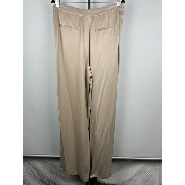 Zara Woman SS23 Tan Satin Effect Blend Drape Pareo Wide Leg Pants Ecru Size‎ L - Image 8