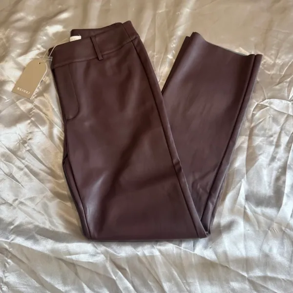 Meshki Leather Pants Quiet Luxury Elevated Chic Mininalist Tailored Scandi - Image 3