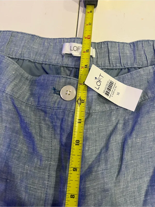 LOFT High-Waisted Blue Linen-Blend Pleated 16 - Image 4