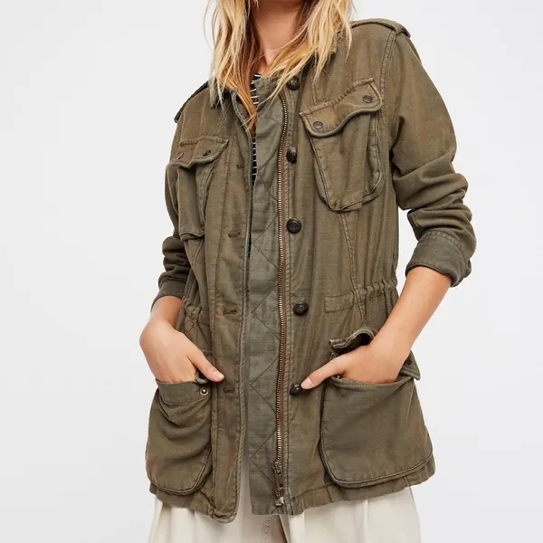 NWT Free People Not Your Brothers Surplus Jacket Olive Green Utility Military - Image 2